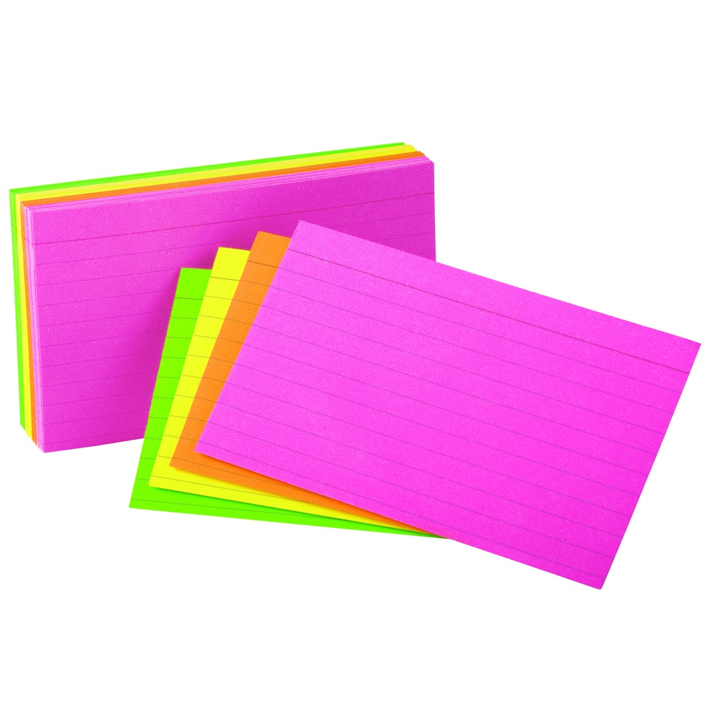 Assorted Neon 4" x 6" Ruled Index Cards Pack of 100