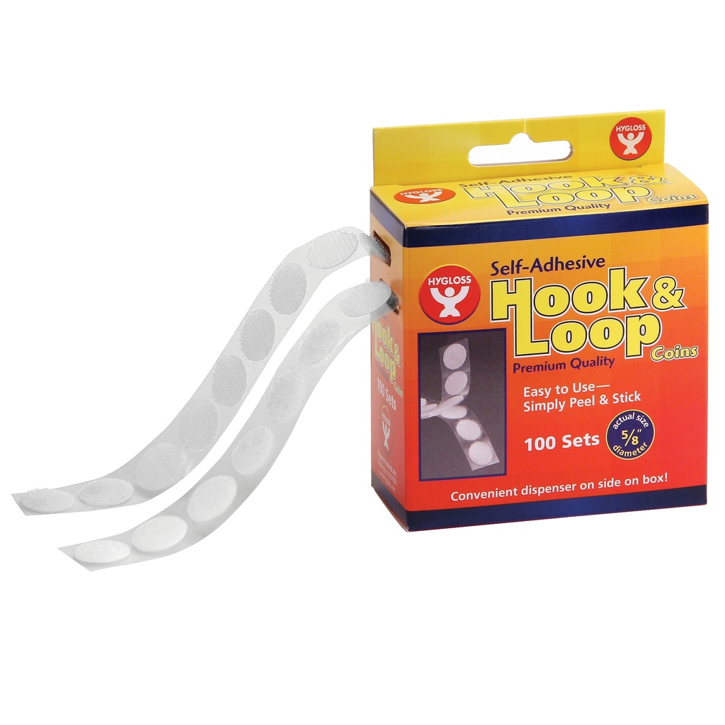 5/8" Self-Adhesive Hook & Loop Coins 100 Per Pack