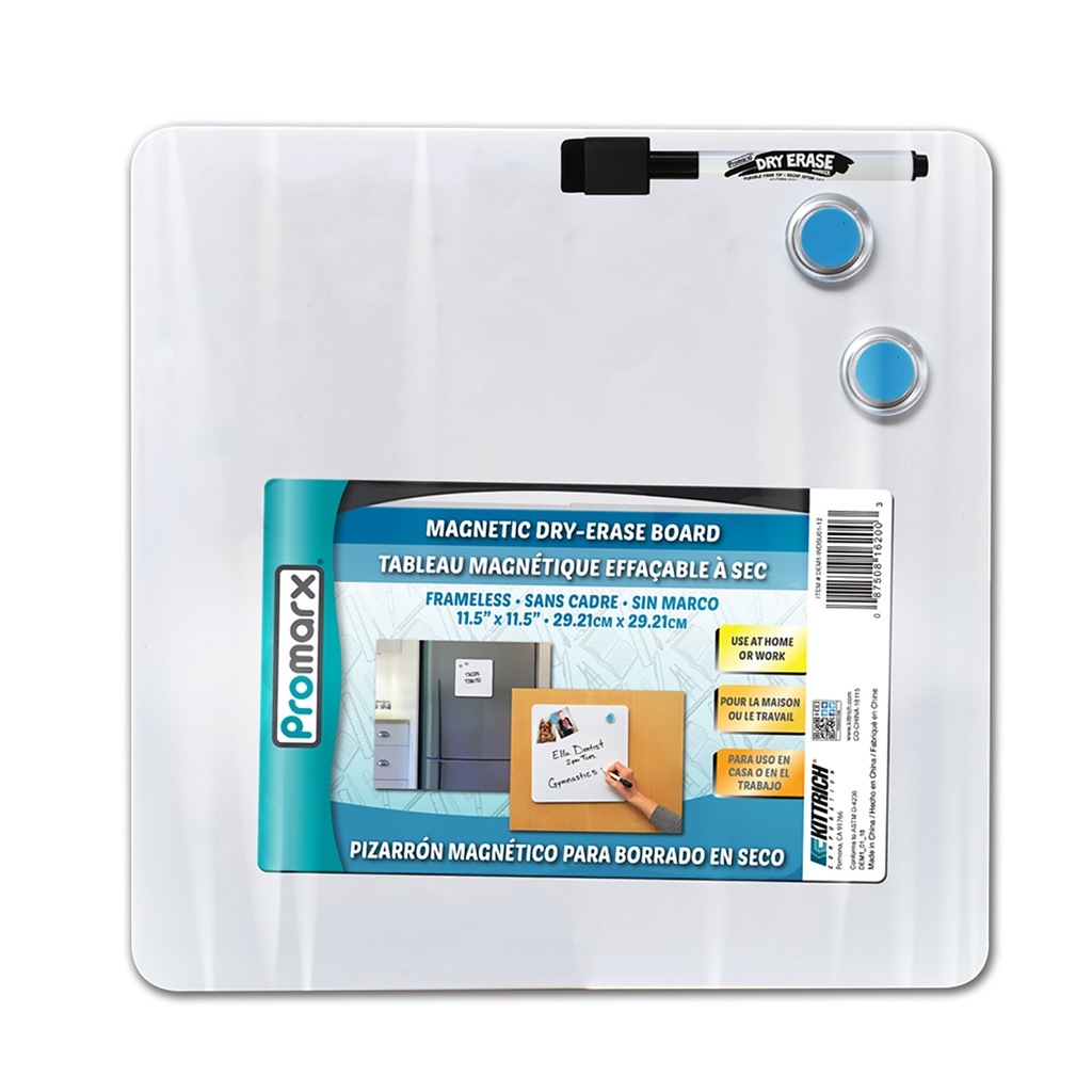 11.5" x 11.5" Magnetic Dry-Erase Board with Dry-Erase Marker & Two Magnets