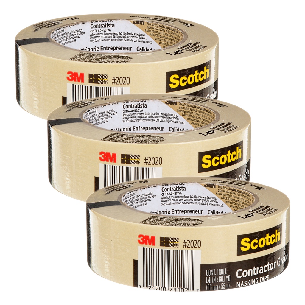 1.41 in x 60.1 yd Contractor Grade Masking Tape Pack of 3