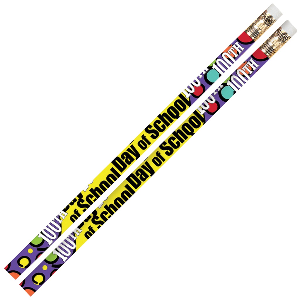 100th Day Of School Motivational Pencils Pack of 12