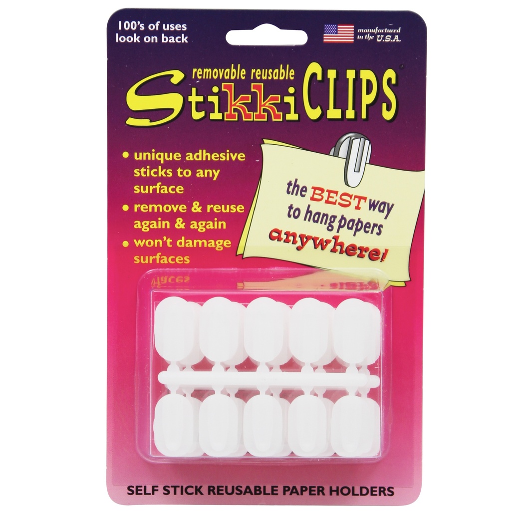 White StikkiCLIPS™ Adhesive Clips Pack of 30