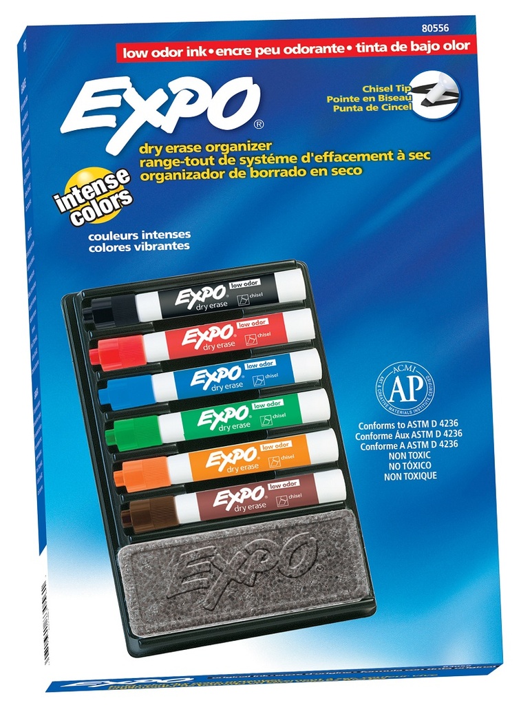 Expo Low Odor Organizer with Chisel Tip Dry Erase Markers Each