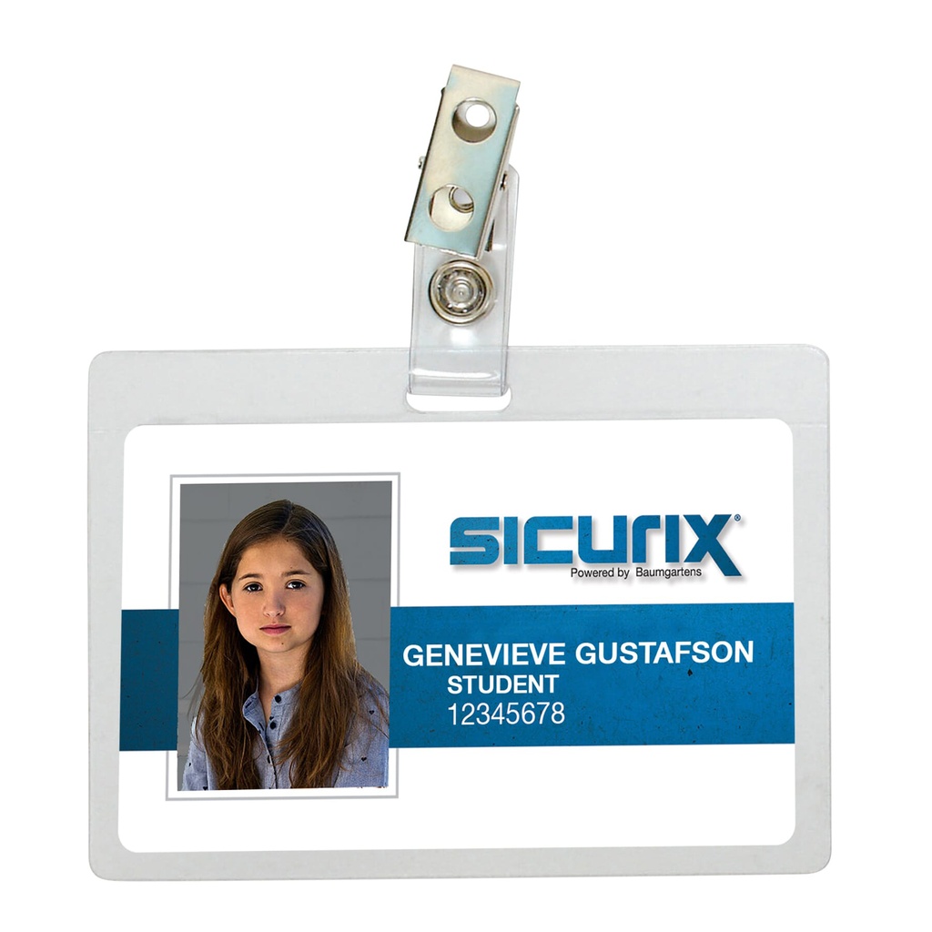 Clear Horizontal Self Laminating Badge Holders with Clip Pack of 25