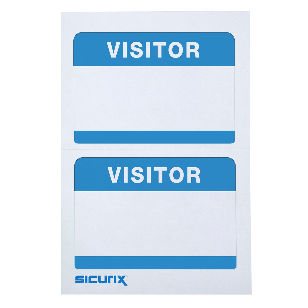 Blue Visitor Adhesive Badges Pack of 100