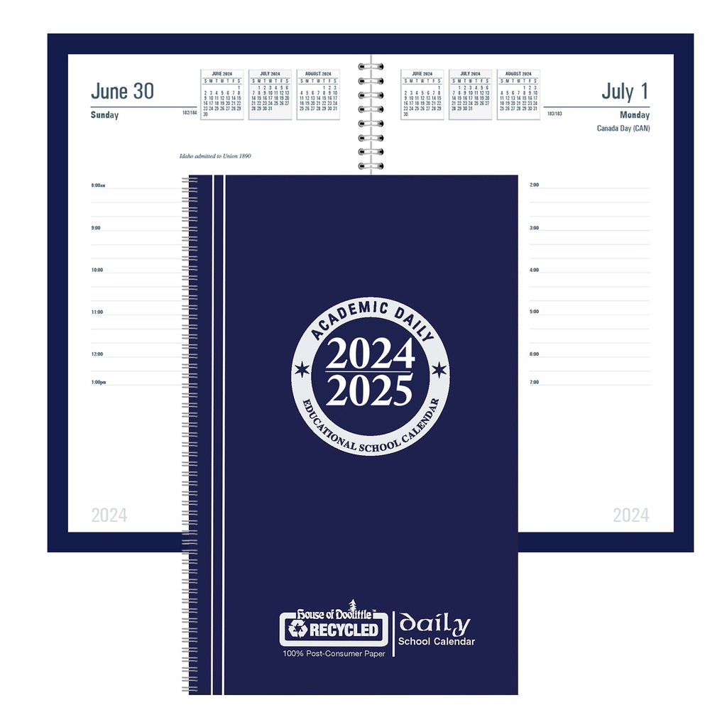 Blue Recycled Daily Academic Calendar Planner