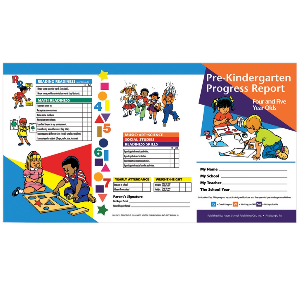 4 and 5 year olds Pre-Kindergarten Progress Report Pack of 10