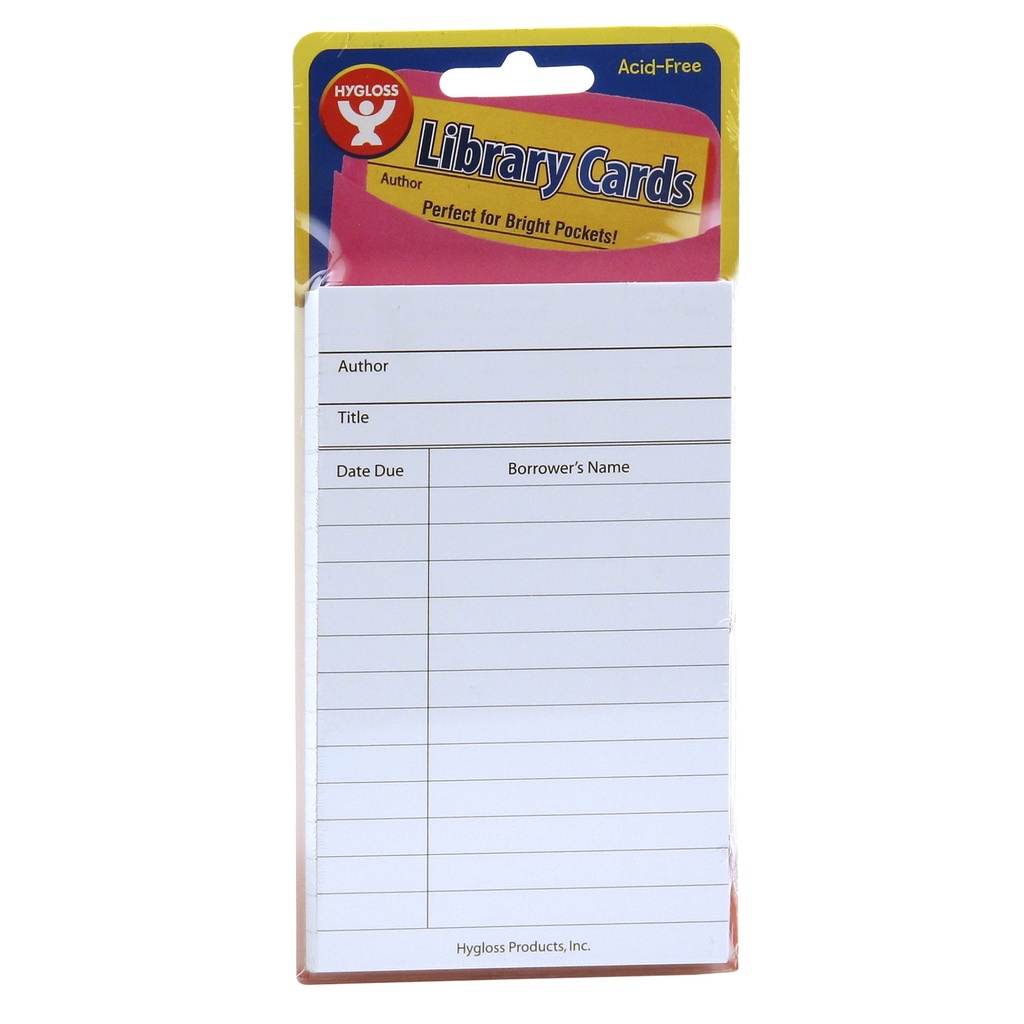 White Bright Library Cards Pack of 50