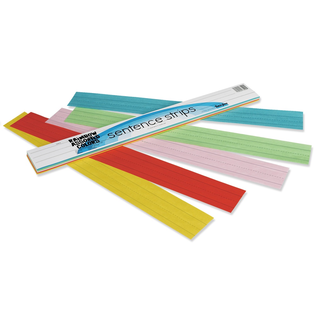 Assorted 3" x 24" 1 1/2" x 3/4" Ruled Kraft Lightweight Sentence Strips 100 Strips