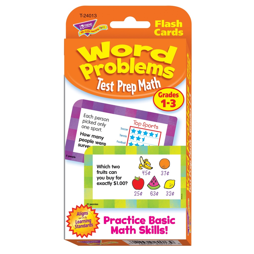 Word Problems Test Prep Math Grades 1-3 Challenge Cards®