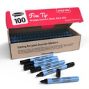 Show-me Classbox of 100 Fine Tip Slim Barrel Dry Erase Markers in Black 