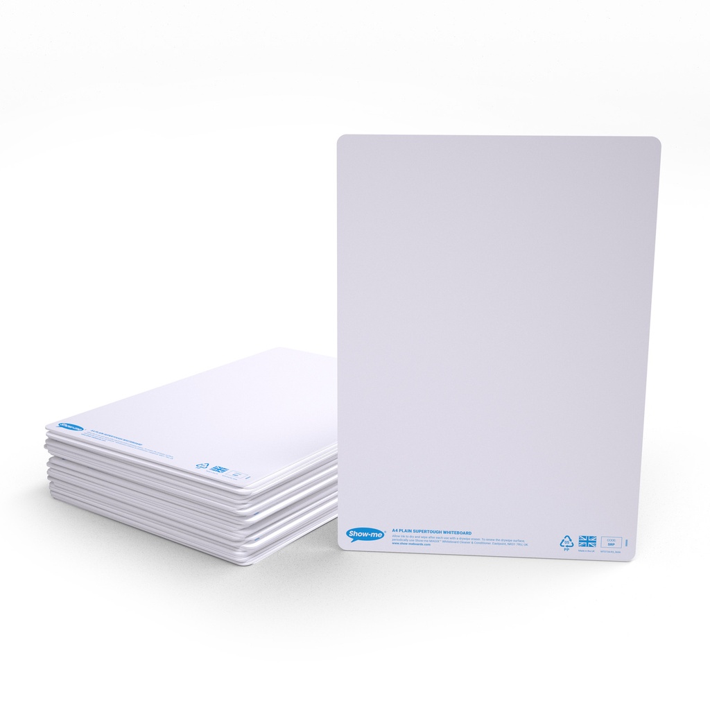 Show-me Pack of 35 x A4 SUPERTOUGH Plain Dry Erase Boards 