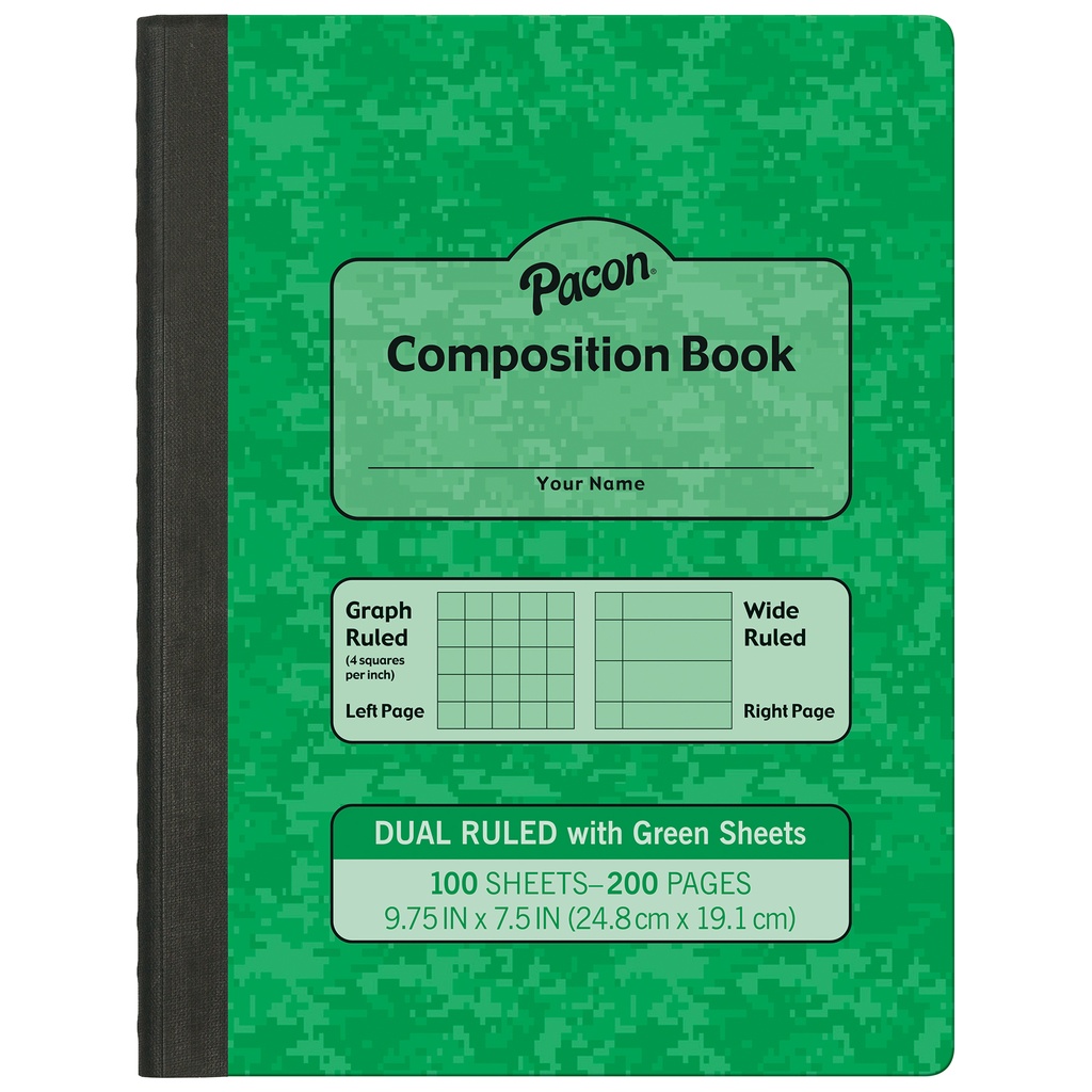 Green Dual Ruled Composition Book