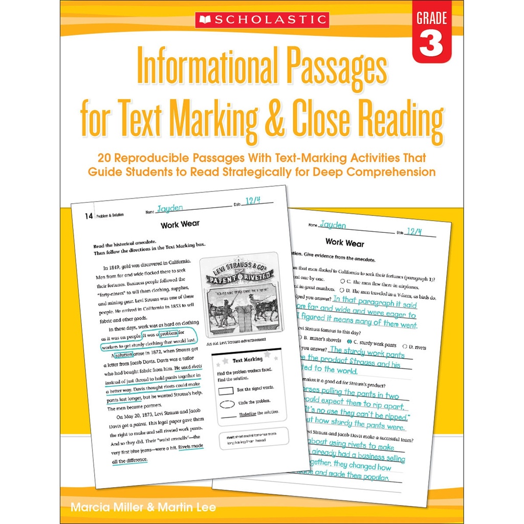 Informational Passages for Text Marking & Close Reading Grade 3