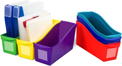 Large Book Bin Assorted Color Set of 6