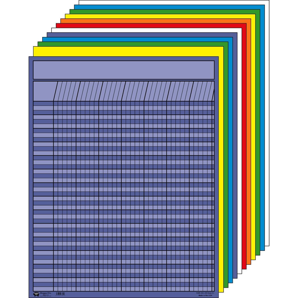 Large Vertical Chart Twelve Month Set