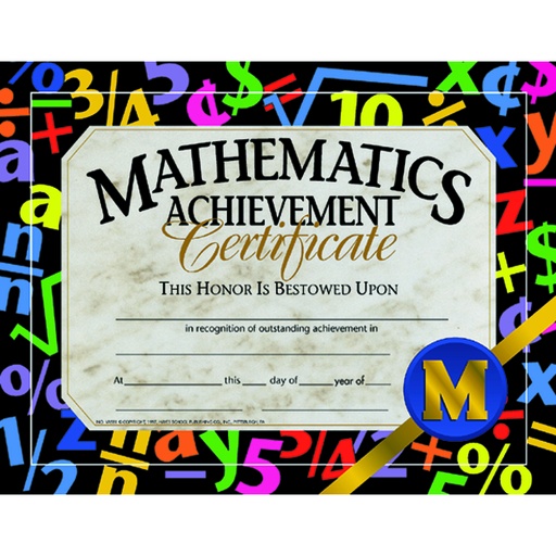 [VA581 H] 30ct Math Achievement Certificates