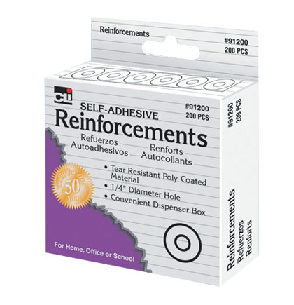 [91200 CLI] White Self Adhesive Reinforcements Pk/200