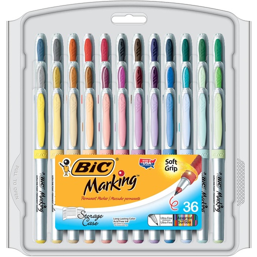 [GPMUP361AST BIC] 36ct Ultra Fine Bic Marking Permanent Markers