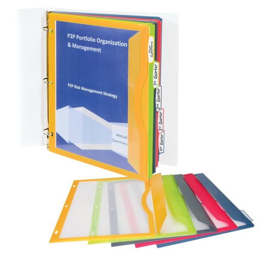 [06650 CL] 5 Tab Poly Binder Pockets with Write on Tabs