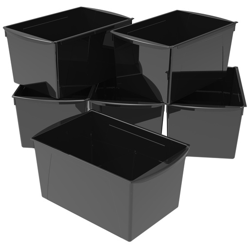 [71130E06C STX] Wide Book Bins Set of 6 Black