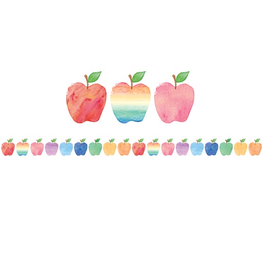 [3573 TCR] Watercolor Apples Die-Cut Border Trim