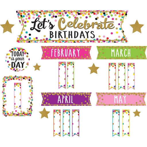 [5884 TCR] Confetti Let’s Celebrate Birthdays Mini Bulletin Board Set