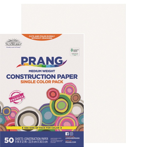 [9203 PAC] 9x12 White Sunworks Construction Paper 50ct Pack