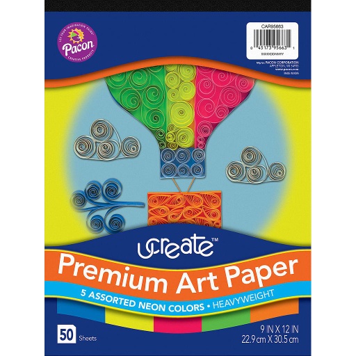 [CAR95663 PAC] 50ct UCreate Premium Neon Construction Paper Pack