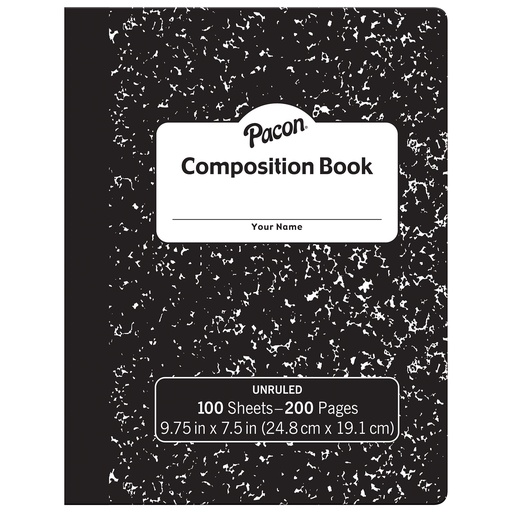 [MMK37145 PAC] Black Unruled Marble Composition Book