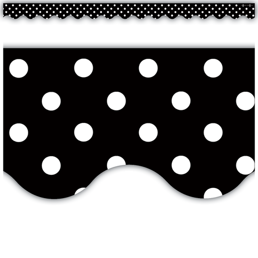 [4671 TCR] Black Polka Dots Scalloped Border Trim