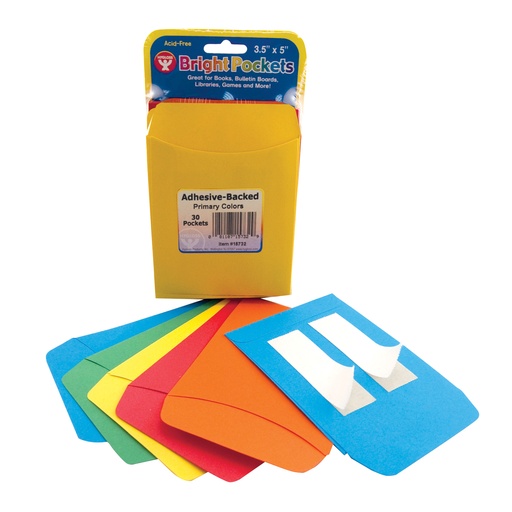 [15732 HG] 30ct Self Adhesive Bright Pressure Sensitive Library Pockets