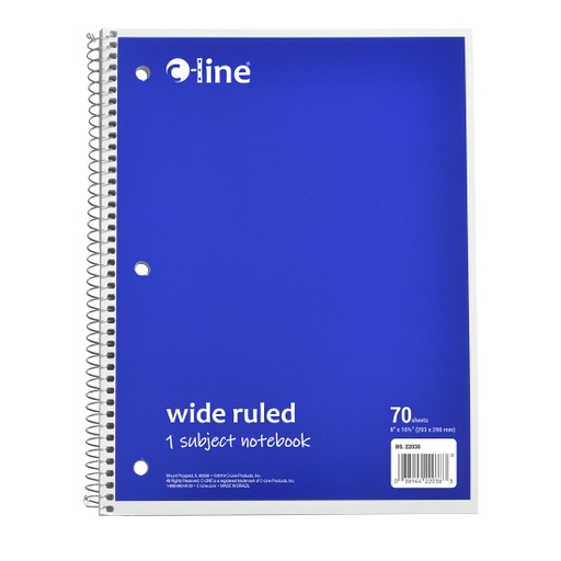 [22038 CL] Blue One Subject 70 Sheet Spiral Notebook