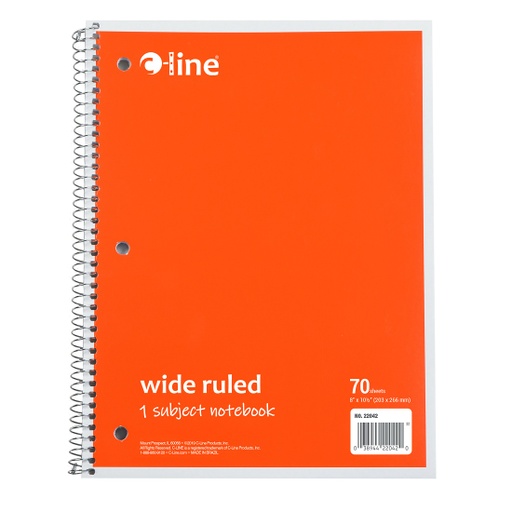 [22042 CL] Orange One Subject 70 Sheet Spiral Notebook