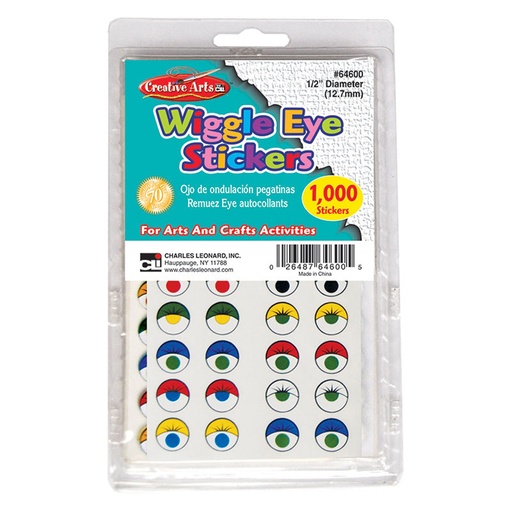 [64600 CLI] Wiggle Eye Stickers Assorted Color & Styles 1000ct