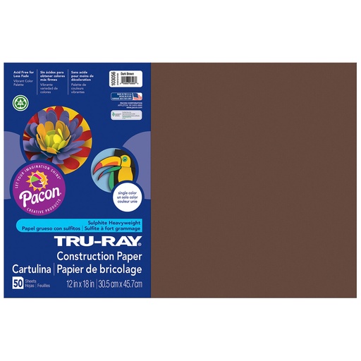 [103056 PAC] 12x18 Dark Brown Tru-Ray Construction Paper 50ct Pack