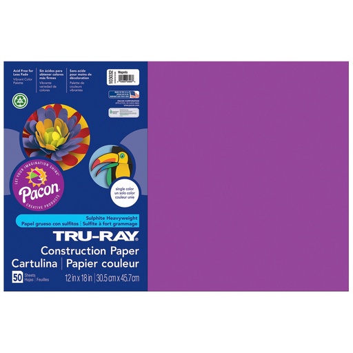 [103032 PAC] 12x18 Magenta Tru-Ray Construction Paper 50ct Pack
