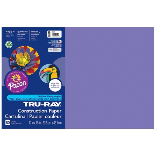 [103041 PAC] 12x18 Violet Tru-Ray Construction Paper 50ct Pack