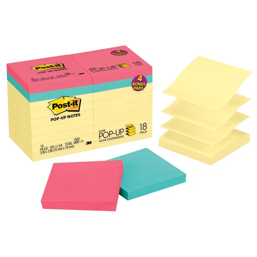 [R330144B MMM] 18ct 3x3 Post It Pop up Notes