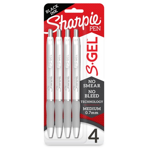 [2126207 SAN] 4ct Sharpie S-Gel White Fashion Barrel .7mm Pens