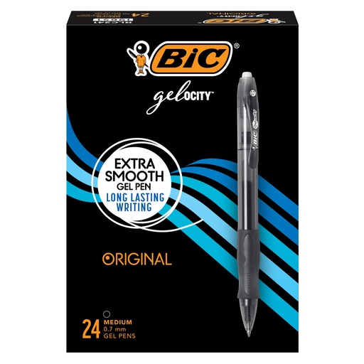 [RLC241BLK BIC] 24ct Black Bic Gelocity Retractable Gel Pens