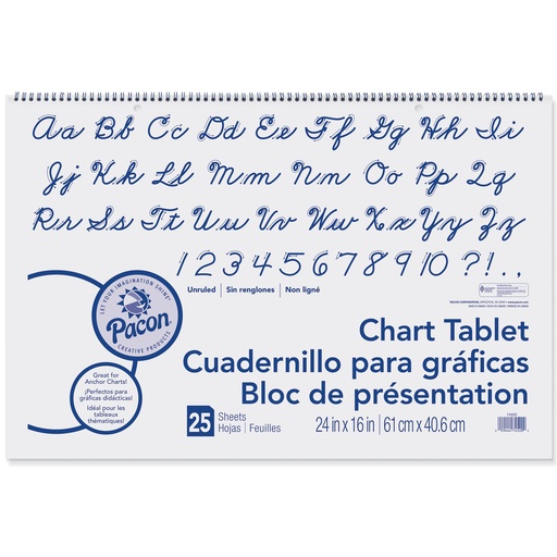 [74520 PAC] 24x16 Unruled Cursive Cover Chart Tablet