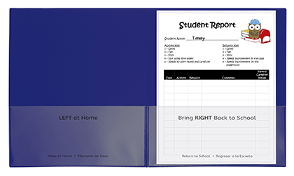 [32005 CL] 25ct Blue Classroom Connector Two Pocket Portfolio