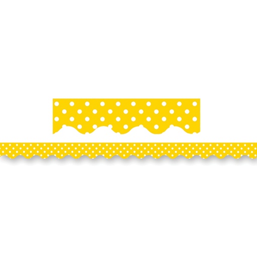 [4668 TCR] 35' Yellow Polka Dots Scalloped Border Trim