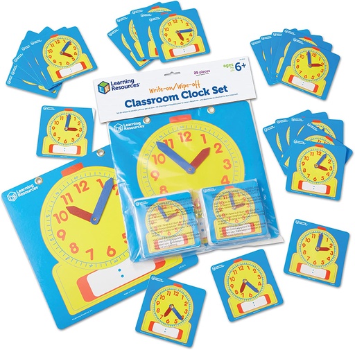 [0575 LER] Write & Wipe Clocks Classroom Set