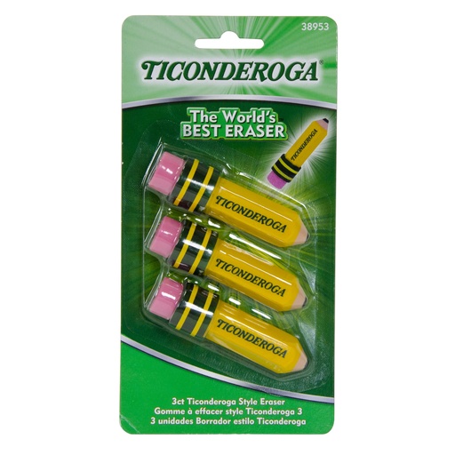 [38953 DIX] 3ct Ticonderoga Pencil Shaped Yellow Erasers