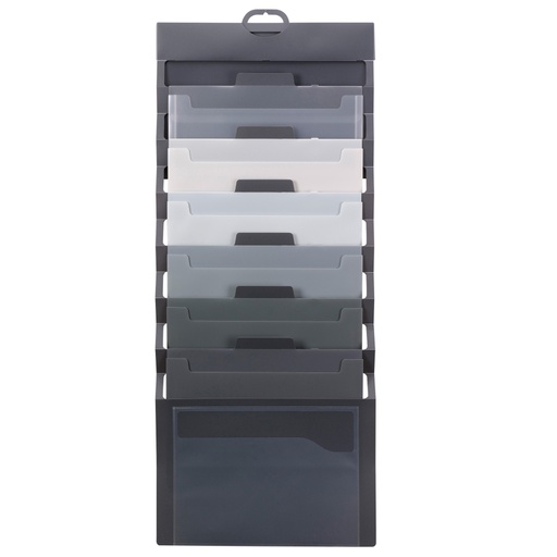 [92061 SMD] 6 Pocket Gray Letter Size Cascading Wall Organizer