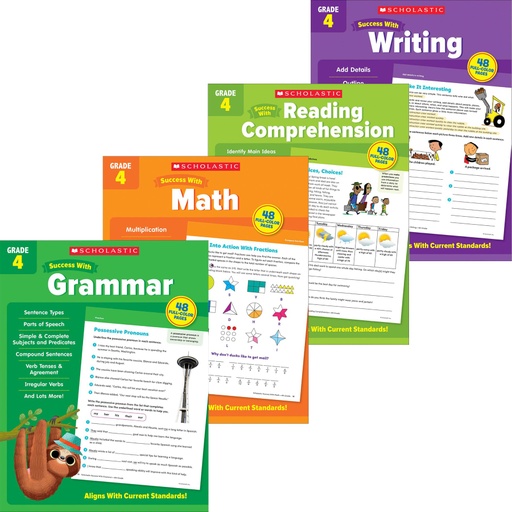 [SWGR4ST SC] Scholastic Forth Grade Success Workbooks, 4 Book Set