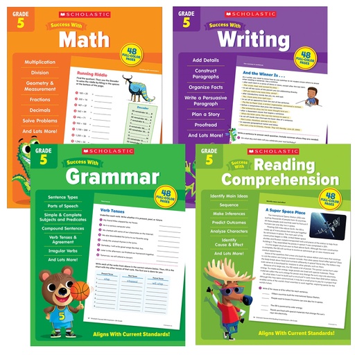 [SWGR5ST SC] Scholastic Fifth Grade Success Workbooks, 4 Book Set