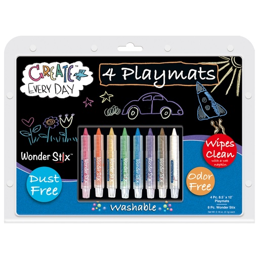 [648 TPG] Black Board Playmat Kit with 8 Wonder Stix, 8-1/2" x 12", 4 Boards